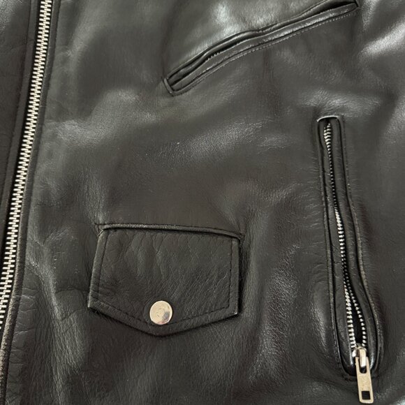 Men's BLACK 3XLT 54T Leather Motorcycle Biker Jacket Wilson's Vintage 90s - Picture 9 of 15